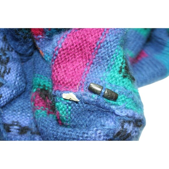 VTG L.L. Bean Mohair Cardigan Sweater Womens M Geometric Toggle Button 80s Retro - Picture 6 of 8